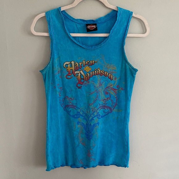 Harley-Davidson Tops - Harley-Davidson Women’s Blue Tank Top with Logo Size Medium
